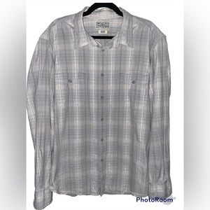 Vintage Men’s Lucky Brand Gray Plaid Button Down Long Sleeve Shirt~Size XL